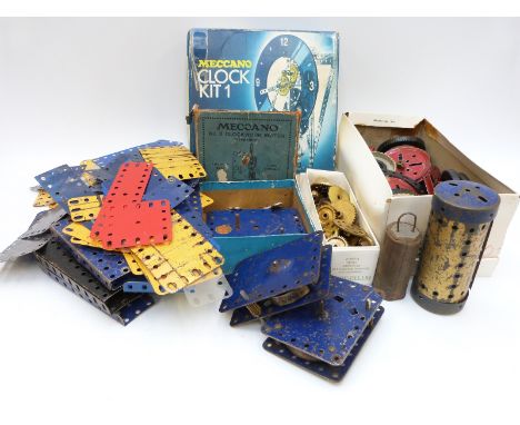 A Meccano clock Kit 1 set and further vintage Meccano
