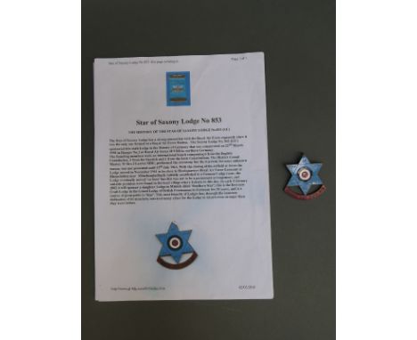 RAF interest enamel Masonic medal, Star of Saxony Lodge no 853 (GC), founded RAF Jever 1958, with related printed material