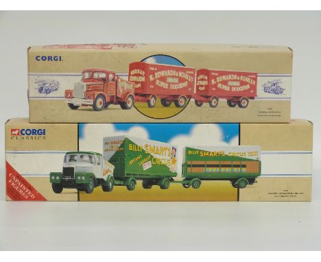 Two Corgi Road Transport diecast model showman's sets Billy Smart's Circus Scammell Highwayman and Trailers 97897 and R Edwar