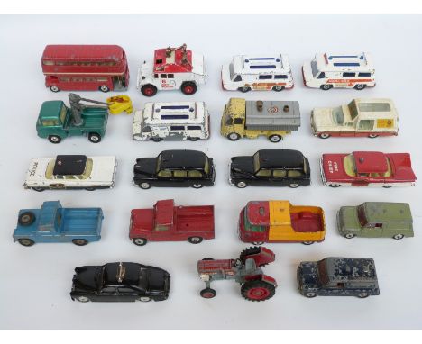 Nineteen Corgi Toys diecast model commercial and emergency vehicles including police, fire brigade, London double decker bus 