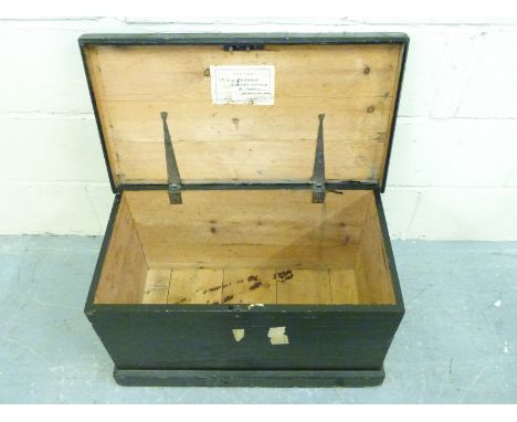 A 19thC stained pine trunk, W65 x D36 x H36
