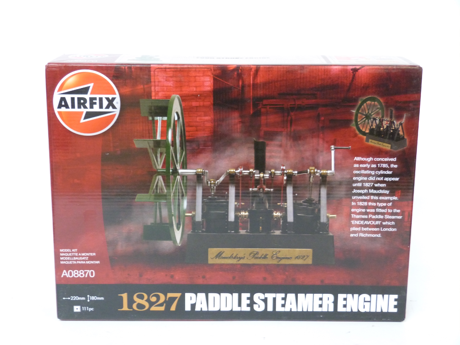 Three Airfix model engine kits 1827 Paddle Steamer Engine A08870, Four