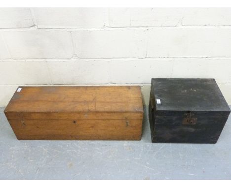 Two vintage wooden trunks, length of larger 92cm