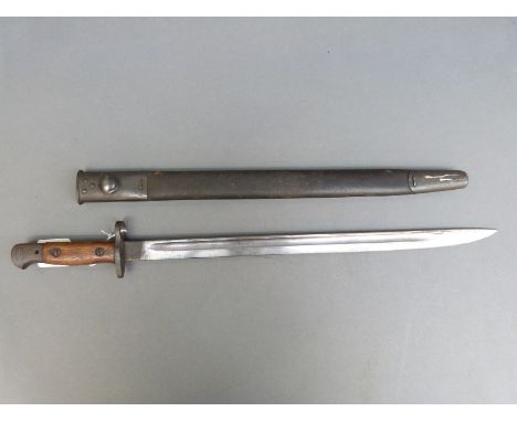 A 1907 pattern Wilkinson bayonet in scabbard