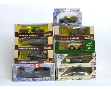 Nine Solido diecast model military vehicles including limited edition 50th Anniversary of the Liberation examples, all in ori