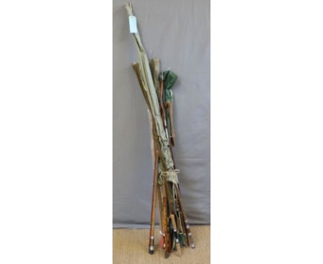 Vintage fishing rods including bamboo, Hardy blanks, fly rod by Rudge, Bruce and Walker blank, Hardy 'The Spinning Rod', 14' 