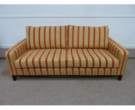 MULTIYORK Lexington three seat sofa in red and gold striped cover, W212cm