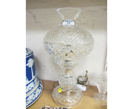 Mid 20th century cut crystal table lamp and shade H35cm