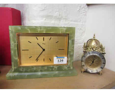 Imhof onyx mantel clock H15cm and a Swiza lantern clock