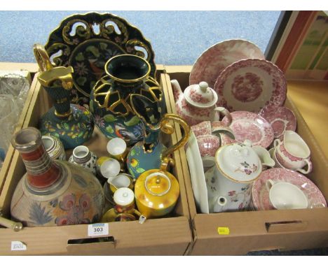 J. Broadhurst Ironstone 'The Constable Series' teaware, similar china and other assorted decorative ceramics in two boxes