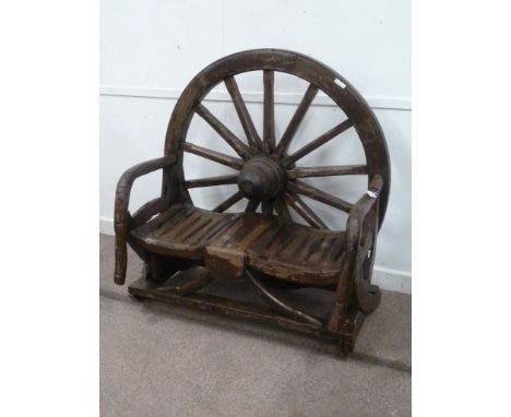 Hardwood cartwheel back bench, W122cm