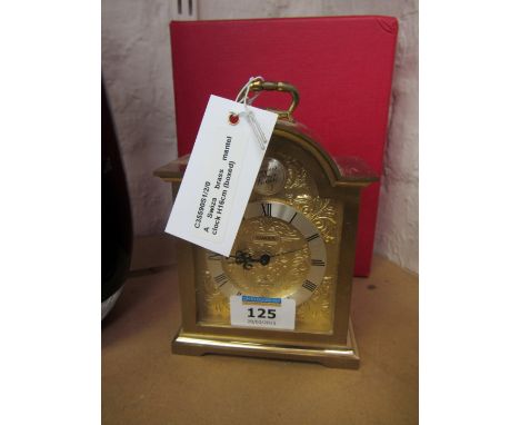 A Swiza brass mantel clock H16cm (boxed)