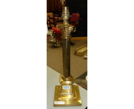 Early 20th century Corinthian column brass lamp stand H49cm 