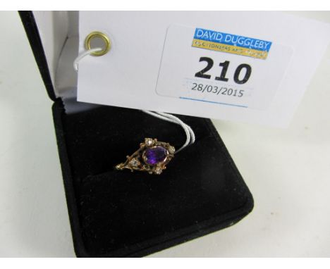 Amethyst and diamond ring hallmarked 9ct