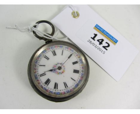 Victorian silver key wound enamel face pocket watch Birmingham 1885