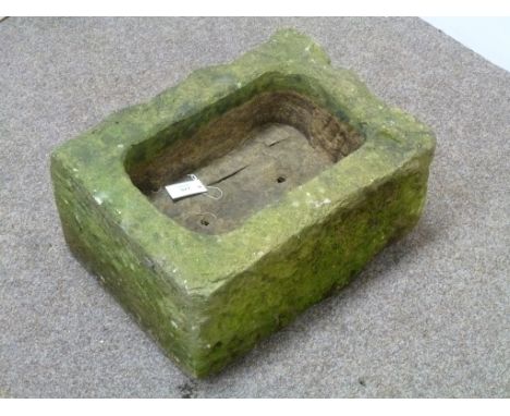 19th century Yorkshire stone rectangular trough, 56cm x 40cm