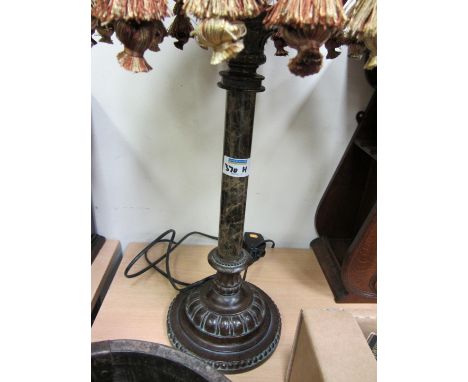 Marble column table lamp