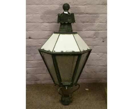 Victorian metal and glass street lantern, H110cm 