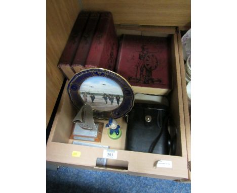 'The War illustrated' in five volumes, Spode 'Battle of Britain' commemorative plate, Carltonware figure 'Airman', binoculars