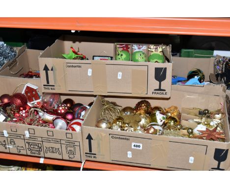 NINE BOXES OF CHRISTMAS DECORATIONS, modern/late twentieth century, to include a boxed set of four Cath Kidston baubles, boxe