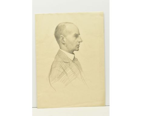 ATTRIBUTED TO JAMES KERR LAWSON (1862-1939) A SKETCH OF A MALE FIGURE, depicting a head and shoulders profile portrait of a m