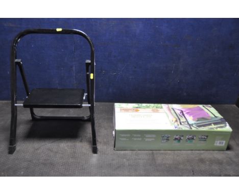 A BOXED GARDENERS MATE FOLD AWAY GARDEN KNEELER AND SEAT, and a folding single step ladder (2)