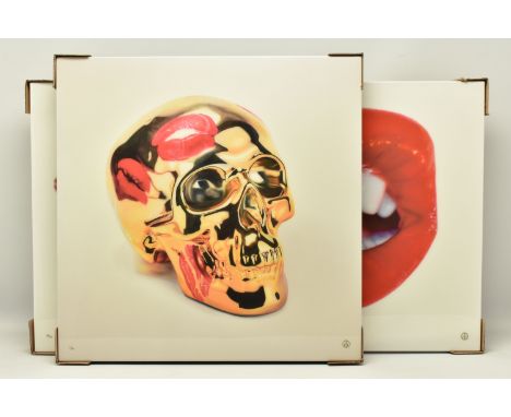 RORY HANCOCK (WELSH 1987) 'ROCK CANDY', a signed limited edition box canvas print of a mouth and a diamond ring ,58/95, with 