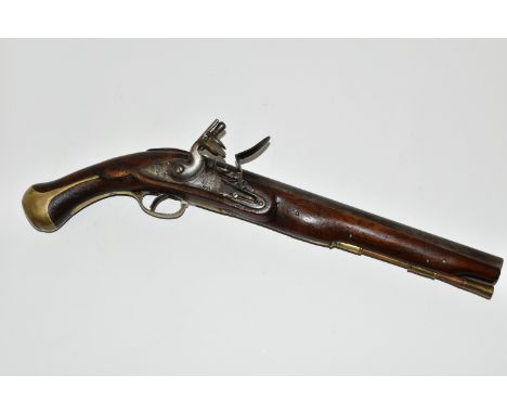 A GOOD QUALITY REPRODUCTION OF A FLINTLOCK BRITISH ARMY HEAVY DRAGOON PISTOL, expertly aged, it lacks the standard military p