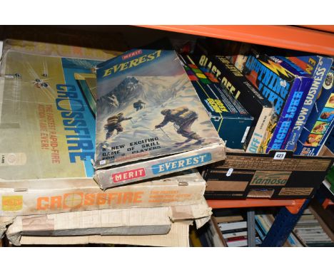 A QUANTITY OF VINTAGE BOXED GAMES, to include Merit 'Everest', 'Driving Test', Waddington 'Blast-Off', 'Risk', Corgi 'Lightin