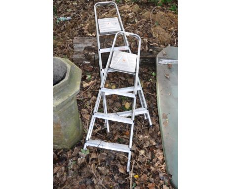 TWO ALUMINIUM STEP LADDERS the largest being 168cm