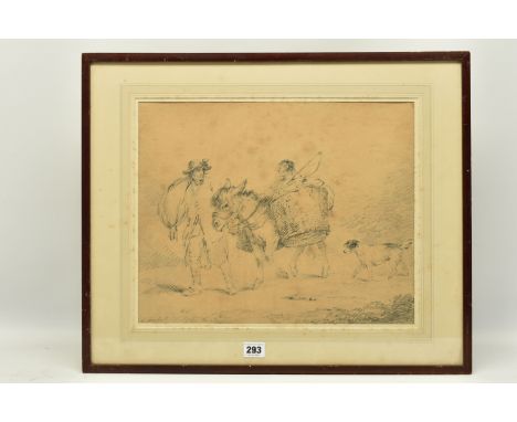 GEORGE MORELAND (1762/3-1804) 'RETURN FROM MARKET', a sketch depicting male and female figures returning from market with the