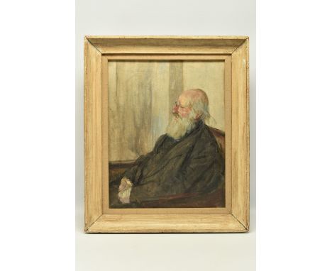 ATTRIBUTED TO JOHN CARSWELL (BRITISH 1931-?) ' A PORTRAIT', a seated portrait depicting an old bearded man, unsigned with Roy