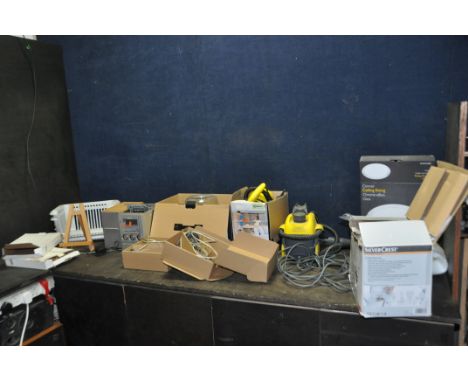 A COLLECTION OF HOUSEHOLD ELECTRICAL ITEMS including a Harman Kardon Wireless Soundsticks speaker system (no power supply), a