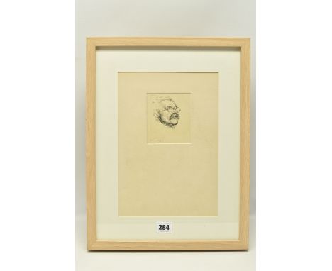WILLIAM DRING (1904-1990) PORTRAIT SKETCH, a sketch of a male figure with a moustache and wearing glasses, signed and dated 1