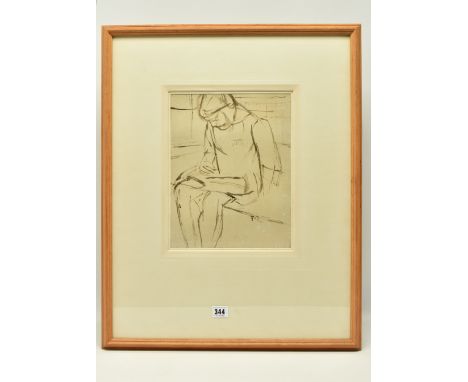 FRANK OWEN DOBSON (1888-1963) STUDY OF A SEATED GIRL, initialled lower right, attribution and title verso, ink on paper, appr