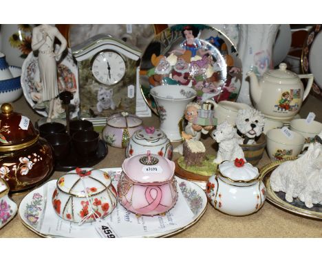 A COLLECTION OF DECORATIVE GIFT WARES ETC, to include a Biltons nursery rhyme tea set comprising teapot, milk jug, sugar bowl