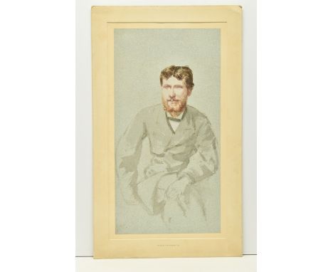ATTRIBUTED TO CARLO PELLEGRINI / APE (1839-1889) A PORTRAIT STUDY, an unfinished seated portrait of a male figure, possibly a