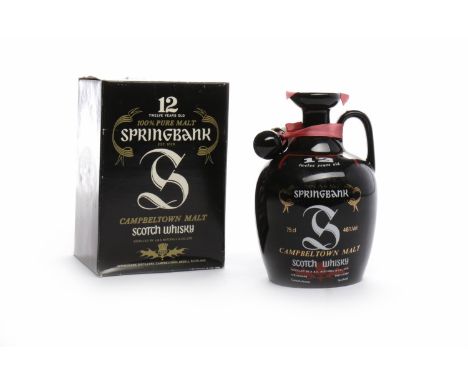 SPRINGBANK 12 YEARS OLD - CERAMIC FLAGONActive. Campbeltown, Argyll. 75cl, 46% volume, in black ceramic flagon in carton.