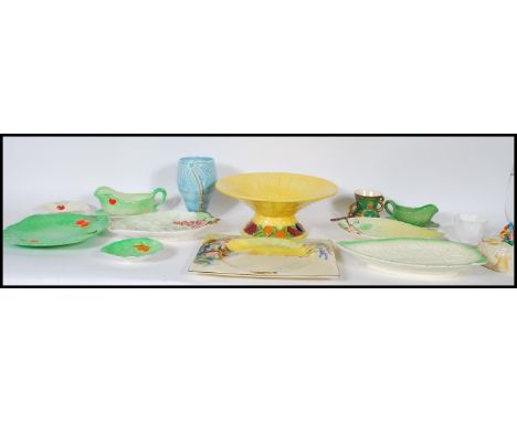 A collection of mixed 20th Century retro ceramics to include&nbsp;Carlton Ware items vase, yellow tazza, cabbage dishes, Besw