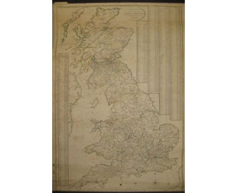 [MAP] CHEYNE (N.) Roads of Great Britain, hand-col'd map mounted on wooden roller, 29 x 21 ins, Edinburgh, 1797.