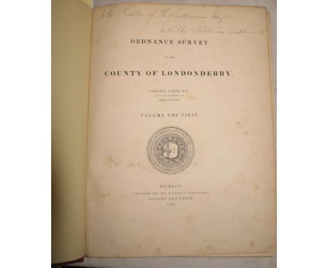 [IRELAND] COLBY (Colonel), Ordnance Survey of the County of Londonderry, Volume the First [only], 4to, pp. 12, 336, 16, with 