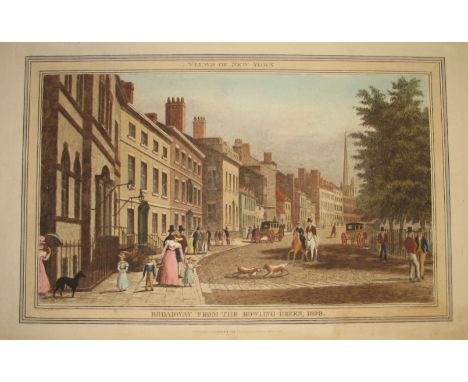 DECORATIVE PRINTS, incl. 2 Cries of London; Dutch view; Views of NEW YORK, incl. Broadway from the Bowling Green, h-col'd, 18