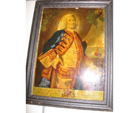 [PRINT] reverse glass print portrait of George, Lord Anson, of the Admiralty, 14 x 10 inches [I], f. &amp; g., L., Bowles, n.