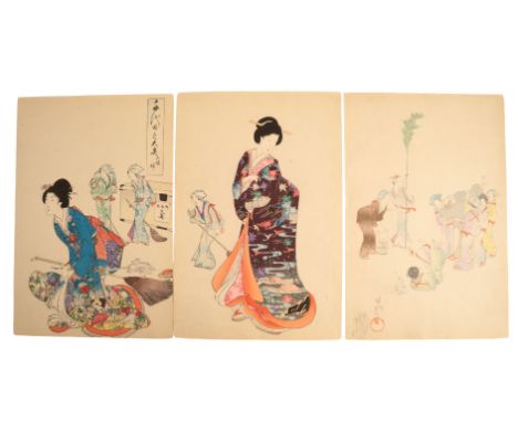 YOSHU CHIKANOBU (1838-1912) Cleaning Day, from the series of The Inner Palace of Chiyoda 1895, woodblock prints on paper, acr