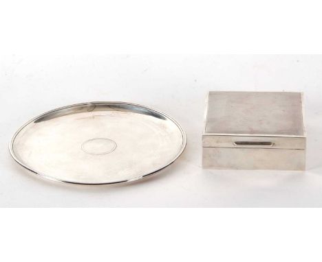 Mixed Lot:  George V silver card salver of circular form with reeded edge and raised plain central cartouche, hallmarked Lond