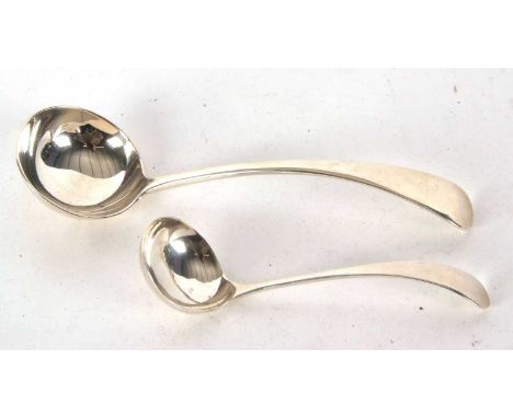 A Victorian silver Old English sauce ladle having a circular shaped bowl, plain curved handle,hallmarked for London 1898, mak