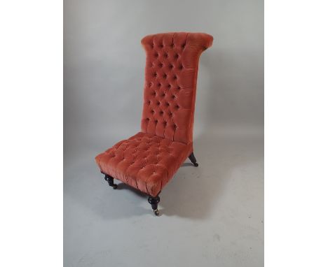 A Late Victorian Button Upholstered Prie Dieu  