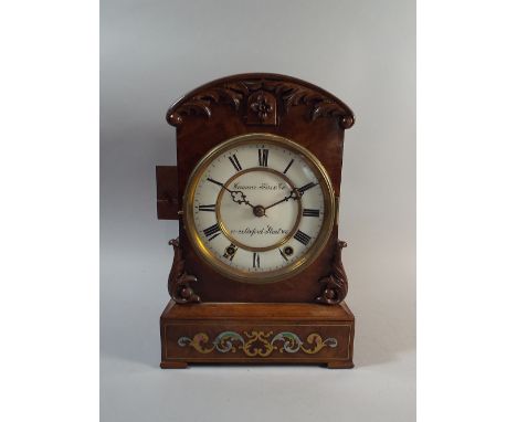 An Interesting 19th Century Cuckoo Bracket Clock by Camerer Kuss and Co in Burr Walnut Case with Brass and White Metal Inlay 