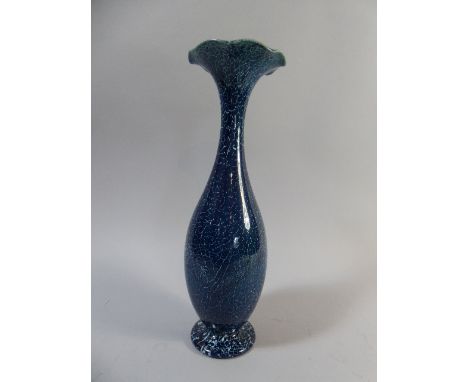 An Elegant Linthorpe Pottery Vase Decorated in Veined Green and Blue Enamels. No 1464. 30cm High