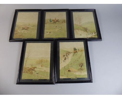 A Set of Five Ebonised Framed Hunting Prints by W.Ward After H.Alkin